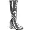 Argent Paillettes 8 cm SPECTACUL disco bottes à talon carré années 70 pour Hommes
