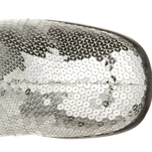 Argent Paillettes 8 cm SPECTACUL disco bottes à talon carré années 70