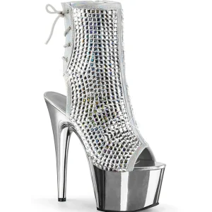 Argent pierre cristal 18 cm ADORE-1018DCS plateforme bottines femmes