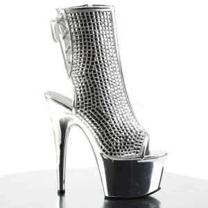 Argent pierre cristal 18 cm ADORE-1018DCS plateforme bottines femmes