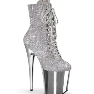 Argent pierre strass 20 cm FLAMINGO-1020CHRS bottines talons hauts pleaser