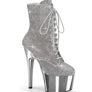 Argent pierre strass 18 cm ADORE-1020CHRS bottines talons hauts pleaser