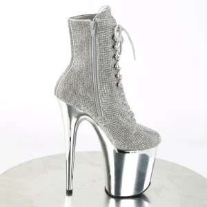Argent pierre strass 20 cm FLAMINGO-1020CHRS bottines talons hauts pleaser