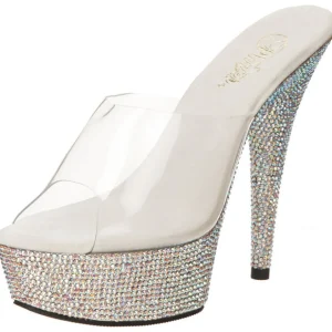 Argent Pierres Strass 15,5 cm BEJEWELED-601DM Mules Talons Hauts