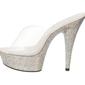 Argent Pierres Strass 15,5 cm BEJEWELED-601DM Mules Talons Hauts