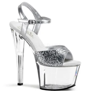 Argent Scintiller 18 cm SKY-310 Plateforme Sandales Talons Hauts