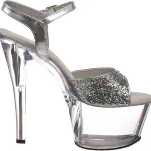 Argent Scintiller 18 cm SKY-310 Plateforme Sandales Talons Hauts