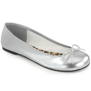 Argent Similicuir ANNA-01 grande taille chaussures ballerines