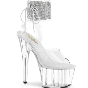 Argent strass 18 cm ADORE-791-2RS talon haut avec manchette de cheville