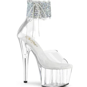 Argent strass 18 cm ADORE-724RS talon haut avec manchette de cheville