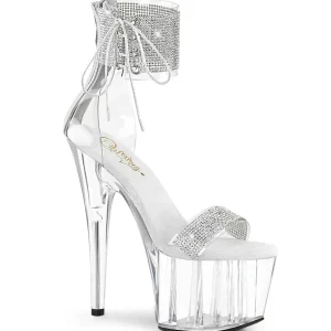 Argent strass 18 cm ADORE-727RS talon haut avec manchette de cheville