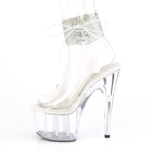 Argent strass 18 cm ADORE-791-2RS talon haut avec manchette de cheville