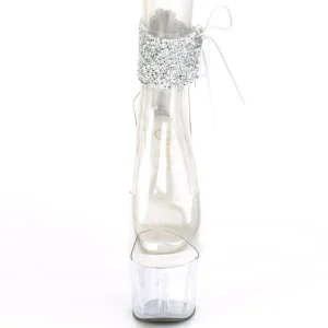 Argent strass 18 cm ADORE-724RS-02 talon haut avec manchette de cheville