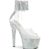 Argent strass 18 cm BEJEWELED-7-RS-02 talon haut avec manchette de cheville