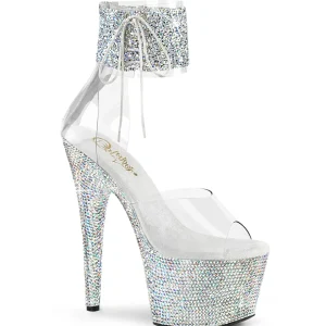 Argent strass 18 cm BEJEWELED-7-RS-02 talon haut avec manchette de cheville
