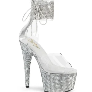 Argent strass 18 cm BEJEWELED-724RS talon haut avec manchette de cheville