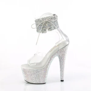 Argent strass 18 cm BEJEWELED-7-RS-02 talon haut avec manchette de cheville