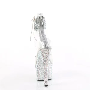 Argent strass 18 cm BEJEWELED-7-RS-02 talon haut avec manchette de cheville