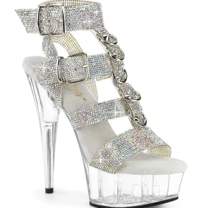 Argent strass 15 cm DELIGHT-656RS talon haut sandales à lanières