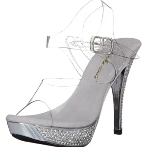 Argent Strass 12 cm ELEGANT-408 Plateforme Sandales Talons Hauts