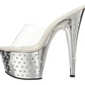 Argent Strass Platform 18 cm STARDUST-701 Mules Talons Hauts