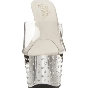 Argent Strass Platform 18 cm STARDUST-701 Mules Talons Hauts