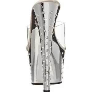 Argent Strass Platform 18 cm STARDUST-701 Mules Talons Hauts