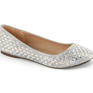 Argent TREAT-06 pierre cristal chaussures ballerines femmes plates