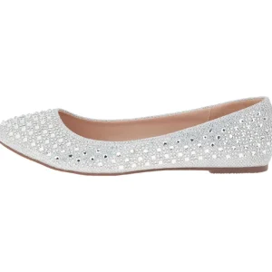 Argent TREAT-06 pierre cristal chaussures ballerines femmes plates