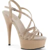 Beige 15 cm Pleaser DELIGHT-613 Sandales femme à talon