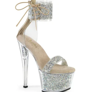 Beige 18 cm SKY-327RSI talon haut avec manchette de cheville strass