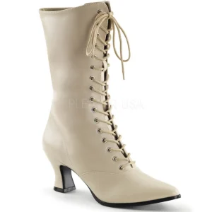 Beige 7 cm VICTORIAN-120 Bottines à Lacets Talons Hauts Femmes