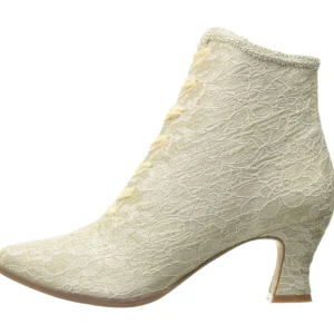 Beige 12 cm VICTORIAN-30 Bottines à Lacets Talons Hauts Femmes