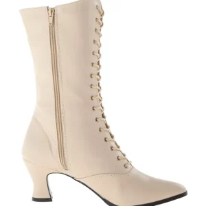 Beige 7 cm VICTORIAN-120 Bottines à Lacets Talons Hauts Femmes