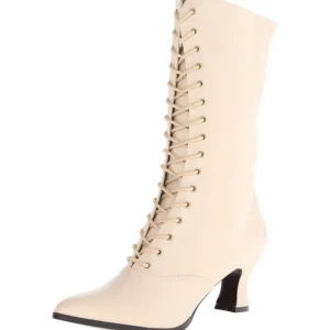Beige 7 cm VICTORIAN-120 Bottines à Lacets Talons Hauts Femmes