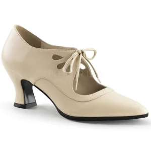 Beige Mat 7 cm retro vintage VICTORIAN-03 escarpins à talons hauts
