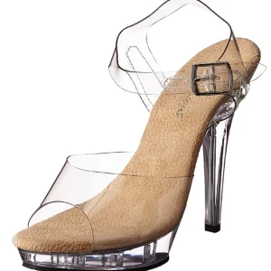 Beige Transparent 13 cm LIP-108 Plateforme Chaussures Talon Haut