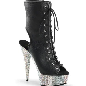 BEJ-1016-6 - 18 cm bottine talon haut femme pleaser strass argent