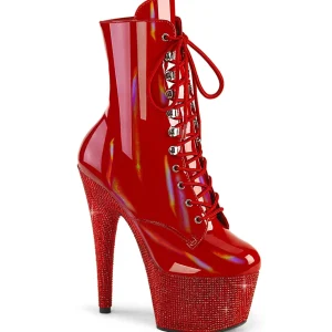 BEJ-1020-7 - 18 cm bottine talon haut femme pleaser strass rouge