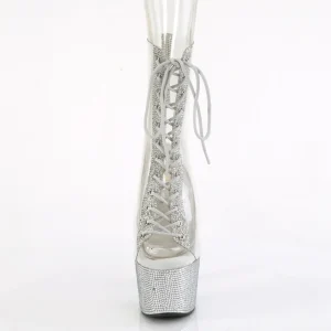 BEJ-1016C-2-7 - 18 cm bottine talon haut femme pleaser strass transparentes