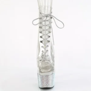 BEJ-1021C-7 - 18 cm bottine talon haut femme pleaser strass transparentes