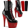 BEJ-1020FH-7 - 18 cm bottine talon haut femme pleaser strass noir rouge