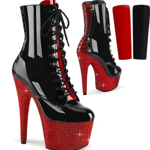 BEJ-1020FH-7 - 18 cm bottine talon haut femme pleaser strass noir rouge
