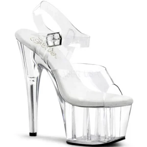 Blanc 18 cm ADORE-708 Plexi Plateforme Haut Talon