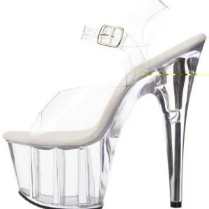 Blanc 18 cm ADORE-708 Plexi Plateforme Haut Talon