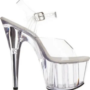 Blanc 18 cm ADORE-708 Plexi Plateforme Haut Talon