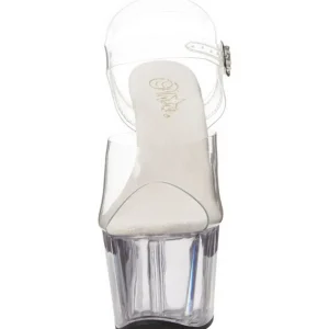 Blanc 18 cm ADORE-708 Plexi Plateforme Haut Talon