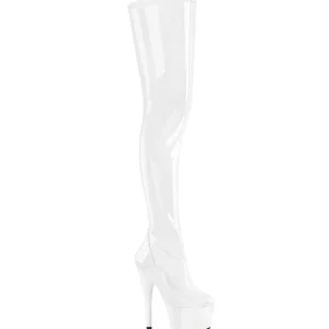 Blanc 18 cm ADORE-4000 Vinyle plateforme bottes cuissardes crotch haute