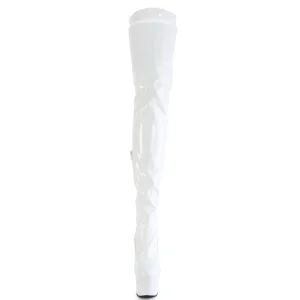 Blanc 18 cm ADORE-4000 Vinyle plateforme bottes cuissardes crotch haute