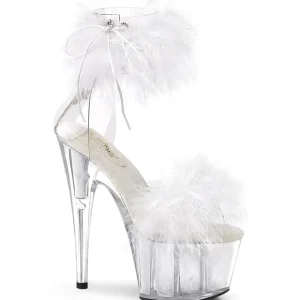 Blanc 18 cm ADORE-724F sandales à talons hauts et plumes pole dance
